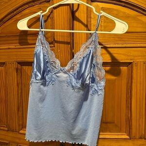 Victoria's Secret Blue Satin Lace Chemise size L